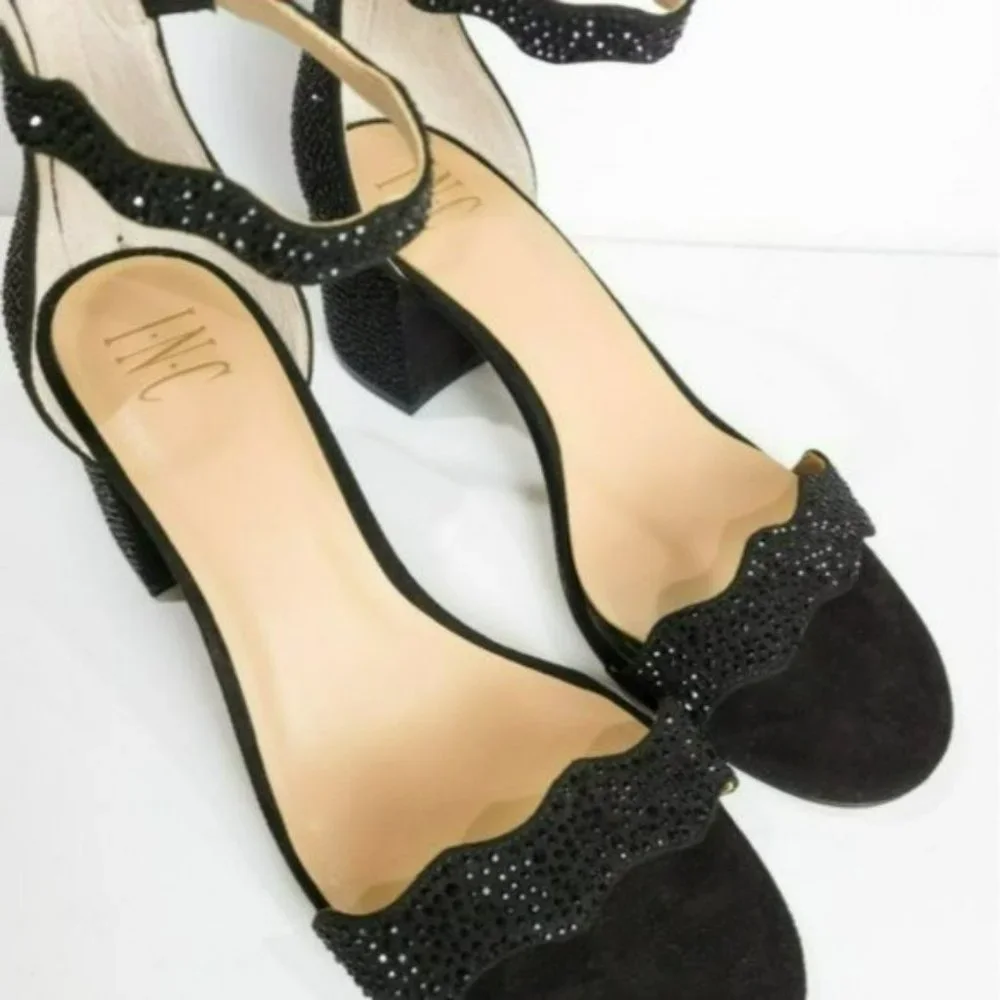 INC International Concepts Hadwin Scallop Block Heel Sandals-9 - Picture 6 of 7